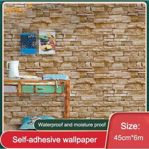 Retro 3D Three-dimensional Wall Tile Pattern Rock Pattern Waterproof PVC Self-adhesive Wallpaper Clothing Store Dormitory