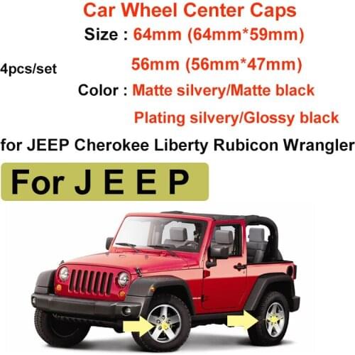 4pcs/set 56mm 2.2inch 64mm 6.4cm Car Wheel Center Cap Cover Wheel Rim Hub Cap for Cherokee Liberty Rubicon Wran Car Styling