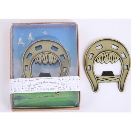 50pcs/lot Creative Retro Horseshoe bottle opener Beer openers For Wedding Party gift Favors Retail box