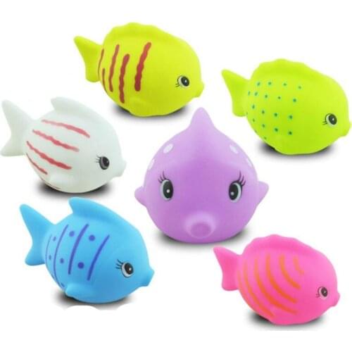 6Pcs/Set Cute Soft Rubber Fish Squeeze Sound Baby Wash Bath Toys Play Animals Toys Kids Bath Toys Classic Baby Bath Dolls Retail
