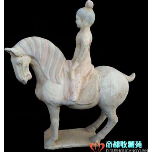 Antique Chinease Tang Dynasty pottery polo lady statue /sculpture,Handicrafts,best collection&adornment, Free shipping