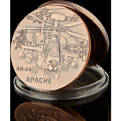US Army Aviation Main Fighter AH-64 APACHE Military Helicopter Brass Copper Plated Decorative Crafts Coin Collectibles