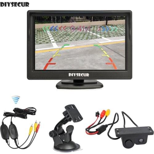 DIYSECUR Wireless 5inch Color TFT LCD Car Monitor + Waterproof Parking Radar Sensor Car Camera Rear View Camera Parking System