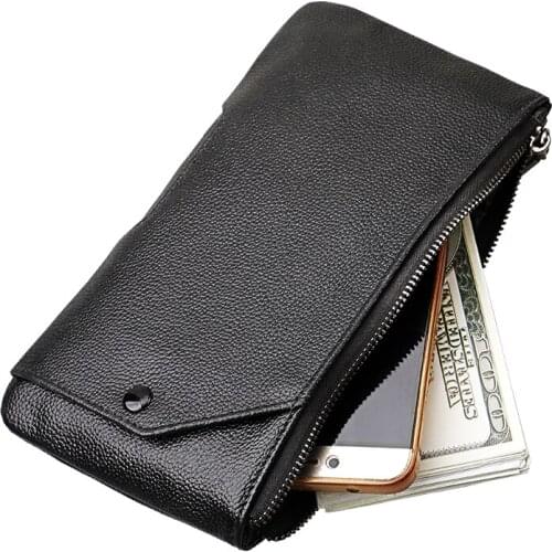 M-Yancy Wallet Men Leather Classic Long Style Card Holder Quality Zipper Male Purse Large Capacity Wallet For Men Luxury Handbag