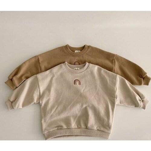 Baby Clothes Autumn Baby Girls Rainbow Embroidery Sweatshirts Tops Kids Long Sleeve T-shirt Toddler Boys Casual Sweater