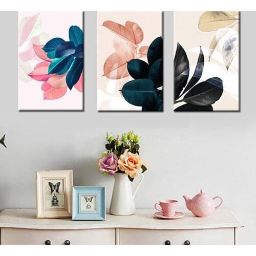 Nordic Style Home Decor Green Plant Leaf Wall Art Canvas Posters and Prints Canvas Painting Picture for Living Room on the wall