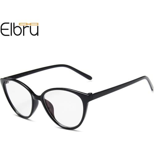 Elbru Anti-blue Light Reading Glasses Fashion Cat Eye Transparent Glasses Frame Classic Retro Eyewear Plain Spectacles Unisex