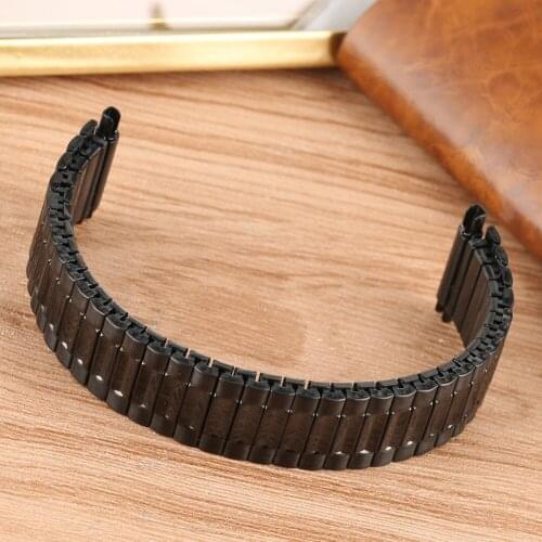 Elegant Black Stainless Steel Watch Band NO Buckle Stretchable Watches Band Practical Metal Replacement Strap for Smart watch