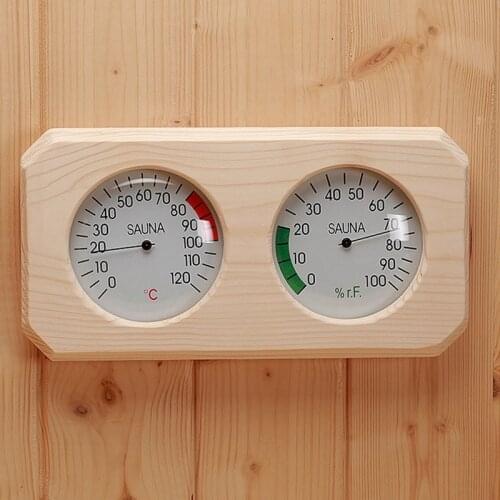 Pine Wood Hygrothermograph for Sauna Room&Bathroom,Tool for Indoor Humidity/Temperature Measurement