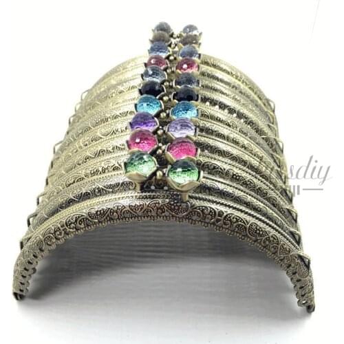 KISSDIY 10PCS 12.5CM Antique Bronze Metal Purse frame Semicircle Lotus Head coral beads Kiss clasp DIY bag accessories