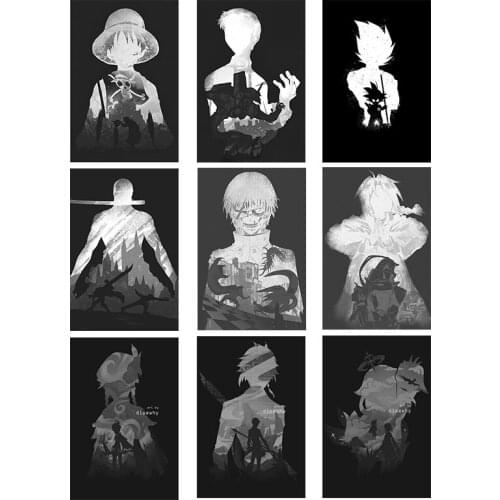 Japanese classic anime canvas painting black and white picture character posters and prints print murals home wall decor Cuadros