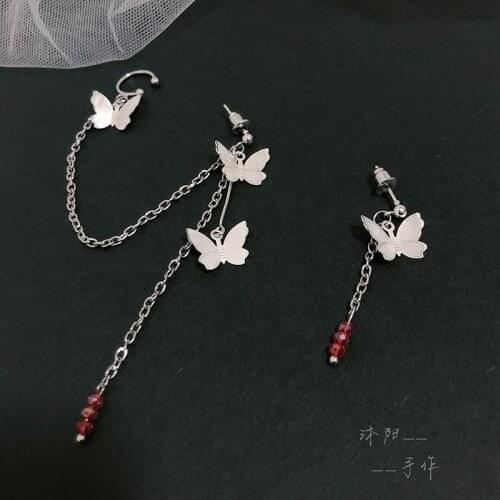 Anime Tian Guan Ci Fu Hua Cheng Xie Lian Men Women Silver Butterfly Earrings Ear Clips Take Photo Props Cosplay Accessories