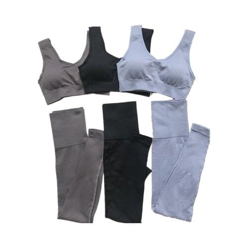 Yoga Set Seamless Yoga Set Women Gym Clothing Sportswear Yoga Leggings Padded One Shoulder Sports Bra 2 PCS