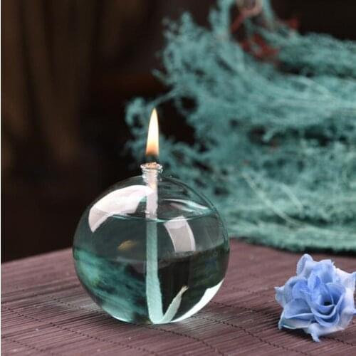 9*8cm Round Shaped Glass Oil Lamp Home Decoration Love Handcraft Wedding Friend Favor Gift