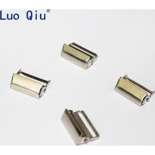 Luo Qiu (200 pcs/pack) 2.0cm metal silver Suspenders strap accessories Ribbon adjust buckle Regulate clamp koord stopper