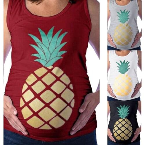 Womens fashion sexy maternity dress pregnant women tops and tops printed sleeveless summer maternity shirt