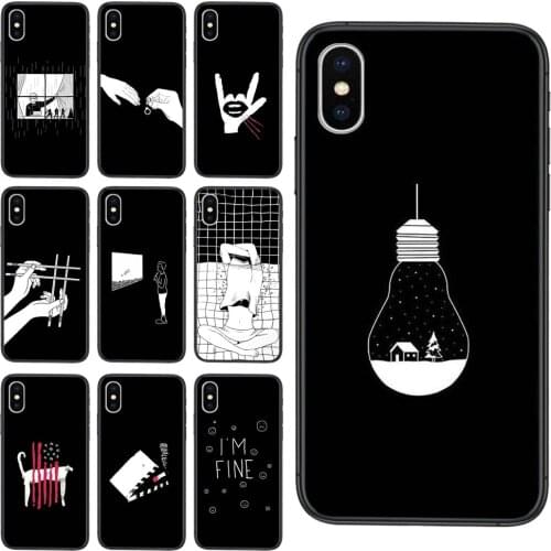 Soft Mobile Phone Cases Cover Black White Cartoon Painting Professional For Redmi K40 9C Nfc 9A 8A 7A K30S K30 Pro Plus 5G