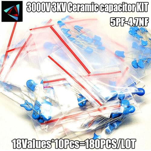 DIY KIT 170pcs=17value*10pcs 3KV Ceramic capacitor KIT 3KV 5P 10P 22P 47P 56P 100P 150P 220P 330P 470P 102 222 332 472 103