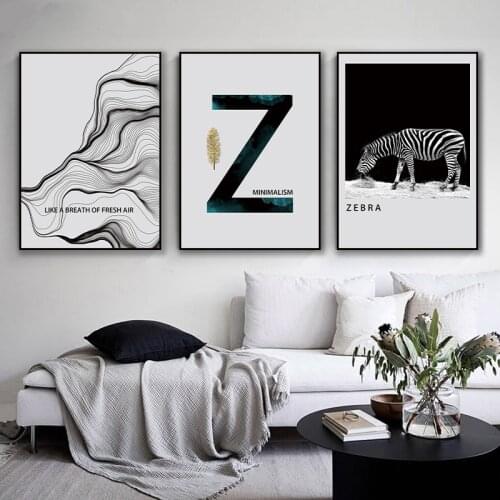 Nordic Z Milimalism Poster Print Zebra Silk Abstract Wall Art Canvas Painting Picture Bedroom Living Room Home Decor No Frame