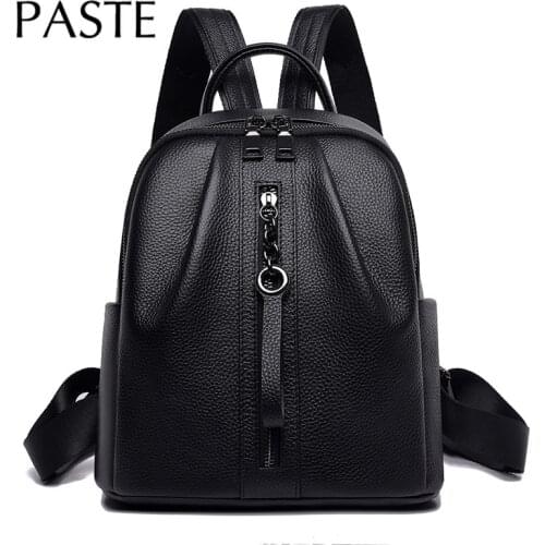 NEW 100% Real Genuine Cowhide Leather Womens Backpacks Tassel Design Female Girl Lady Backpack Cowhide White Book Bag Soft