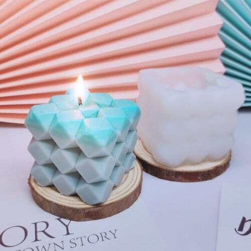 3D Rubiks Cube Hexagonal Cut Cube Aroma Candle Silicone Mold Geometry Square Handmade Soap Candle Making Tools Household Goods