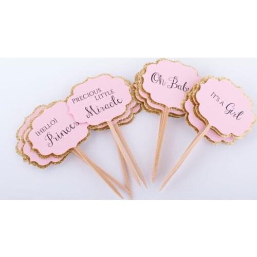 Personalized ANY TEXT baby shower cupcake toppers wedding baptism birthday party decoration doughnuttoothpicks