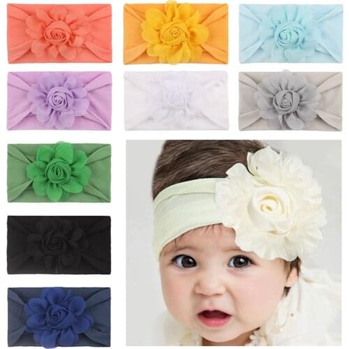 Girls Hair Accessories Cute Princess Baby Turband Bow Turband Seamless Super Soft Nylon Chiffon Headwear Elastic Hair Band Hair