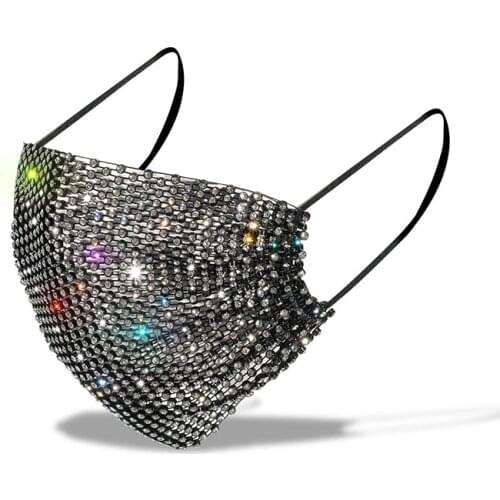 Luxury Glitter Rhinestone Women Mask Diamond Crytal Decoration Mask Jewelry Breathable Fashion Party Flash Decoration Mask