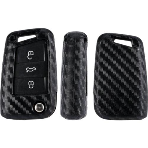 Silicone Carbon Fiber Key Case Cover For VW Polo Golf 7 Tiguan For Skoda Octavia Kodiaq Karoq For SEAT Ateca Leon Ibiza 2015