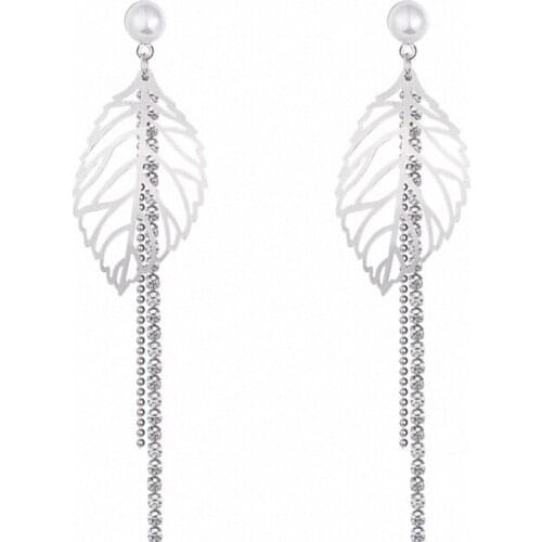 TONGKWOK Bohemia Exaggeration Dangle Earrings For Women Silk Thread Tassel Metal Long Chandelier Earrings #134354