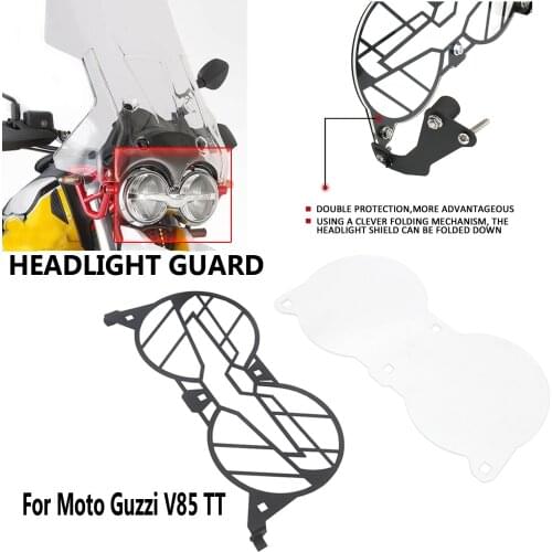 V85TT NEW Motorcycle Folding Headlight Guard Protector Grill Double Protection For Moto Guzzi V85 TT