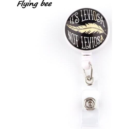 X2063 1pcs Hot Sales Creative Feather Retractable Badge Reel Clip Student Kids Exquisite Ic Card Fashion Badge Holder Jewelry