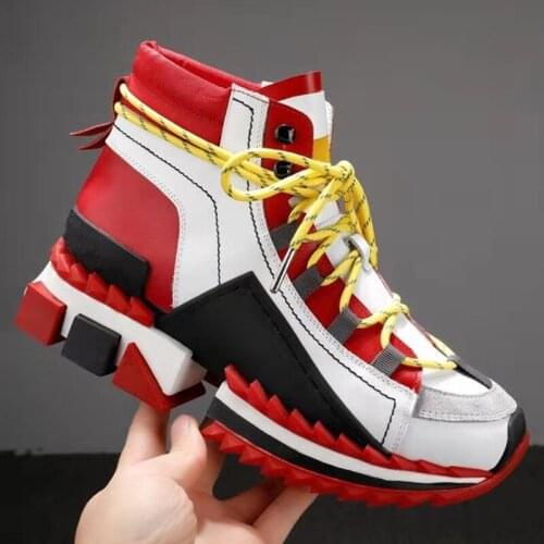 Lace Up Woman Shoes Mixed Color Zapatos De Mujer High Top Sports Sneakers Round Toe Platform Shoes Women Casual Ladies Shoes