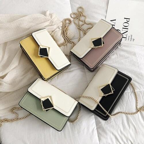 Pure color PU leather Messenger bag ladies 2019 new chain handbags ladies travel shoulder bag large capacity high quality