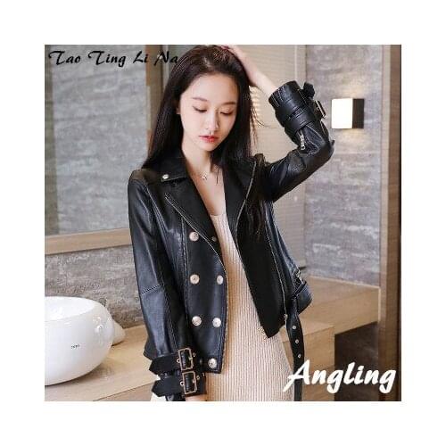 2020 Women Spring Genuine Real Sheep Leather Jacket R44