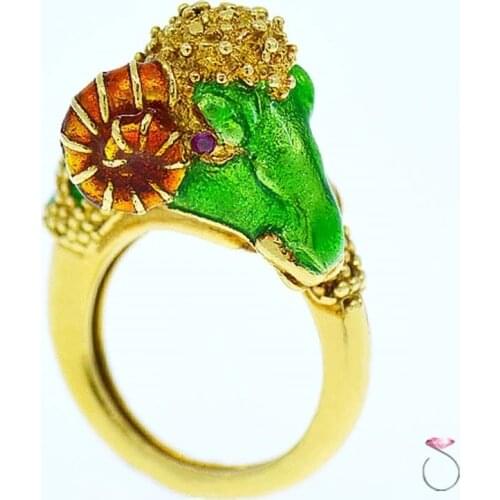 2021 Fashion Women Rings Animal Sheep Head Pattern Alloy Colorful Rings Anniversary Gift Women Party Ring Jewelry Accessories