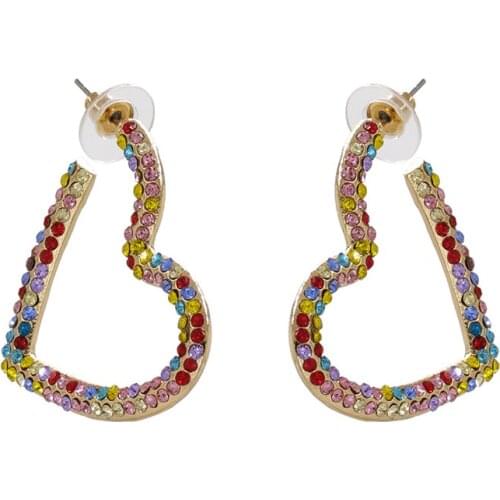 2020 Fashion Irregular Heart Shape Crystal Rhinestone Earrings Women Faux Pearl Dangle Earring Jewelry Female Party Gift