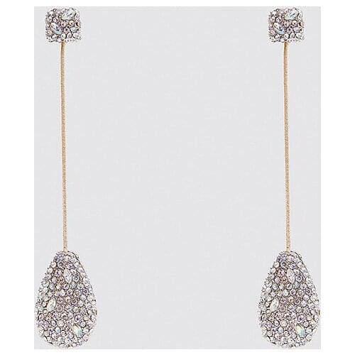 Flatfoosie Crystal Long Earrings For Women Fashion Colorful Stone Dangle Statement Earrings Fashion Jewelry Chrismas Gifts