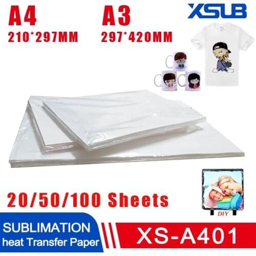 100 sheets A3 A4 Sublimation Heat Transfer Paper for Polyester Cotton T-Shirt Cushion Fabrics Cloth Phone Case Printing Design
