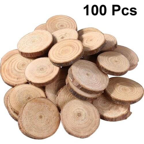 100Pcs Pine Wood Slices Double-sided Natural Round Wood Chips DIY Handmade Home Decoration Photograghy Props