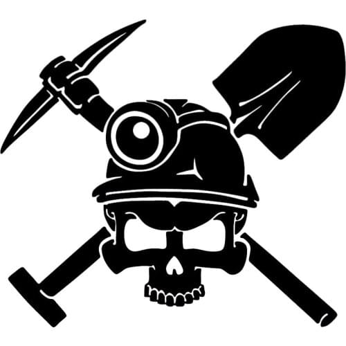 15*13.5cm Coal Miner Skull Shovel Pick Car Window Car Accessories Motorcycle Helmet Car Styling Car Stickers