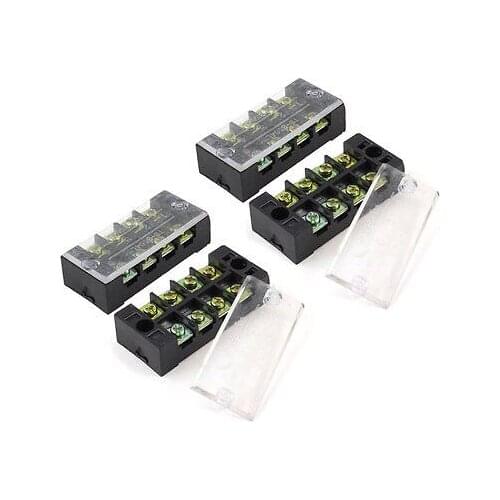 4 Pcs 600V 35A 4-Position Screw Electric Barrier Terminal Block Cable Connector