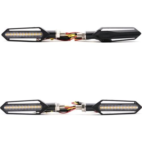 4 PCS Amber Motorcycle Turn Signals Light LED Flowing Water Flashing Lights Motorcycles Blinker Indicators Blue Running Lamp DRL