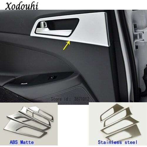 For Hyundai Tucson 2015 2016 2017 2018 Car Styling Protect Detector Stick Trim Moulding Door Inner Built Handle Bowl Frame 4pcs