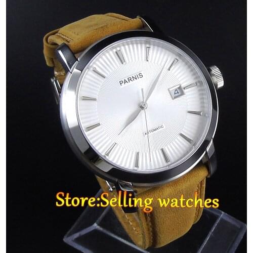 42mm Parnis 21 Jewels Japan Automatic Movement white Dial Sapphire Men Watch