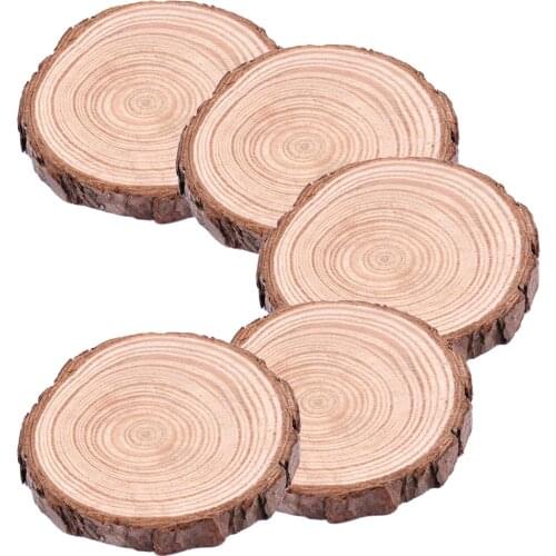 5pcs Natural Wood Slices Circles 7-8cm Blank Crafts DIY Kits for Home Ornaments