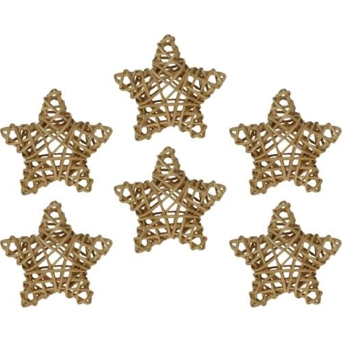 6Pcs Natural Star Wicker Balls for DIY Vase And Bowl Filler Ornaments, Decorative Rattan Balls for Home Party Decor, 10cm