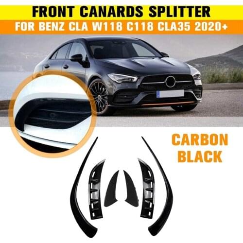 6Pcs Carbon Fiber Car Front & Rear Bumper Splitter Spoilers Side Canard Trim for Mercedes-Benz CLA C118 CLA200 260 2020
