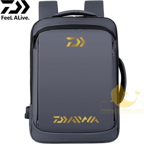 Daiwa New Mens Outdoor Backpack Multi-function Waterproof USB Charging Fishing Backpack Casual Business Backpack Shoulders
