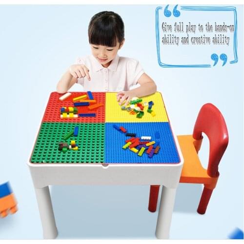 Childrens blocks table multifunctional table, desk table storage blocks